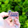 il_fullxfull.6118295281_hyr8 Trauma Queen Badge Reel, Trauma Queen, Nurse Badge Reel, Funny badge reel, Retractable ID Holder, Interchangeable, Glitter Badge Reel