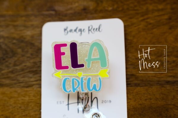 il_fullxfull.6118344001_flj1 ELA Crew Badge Reel, Teacher ID Holder, Interchangeable Badge Reel, Teacher Gift, English Teacher, Back to School