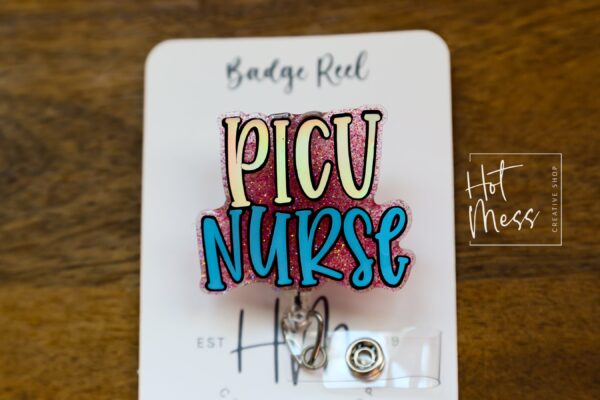 PICU Nurse Badge Reel, Nurse Badge Reel, pediatric badge reel, ID Holder, ICU Nurse, Retractable Badge