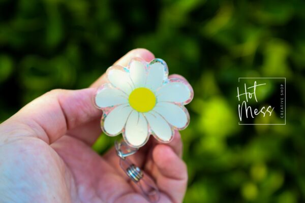Daisy Badge reel, Funny Badge reel, RN ID Holder, Retractable Badge Reel, Nurse Gift, Flower Badge Reel