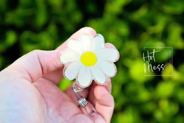 Daisy Badge reel, Funny Badge reel, RN ID Holder, Retractable Badge Reel, Nurse Gift, Flower Badge Reel