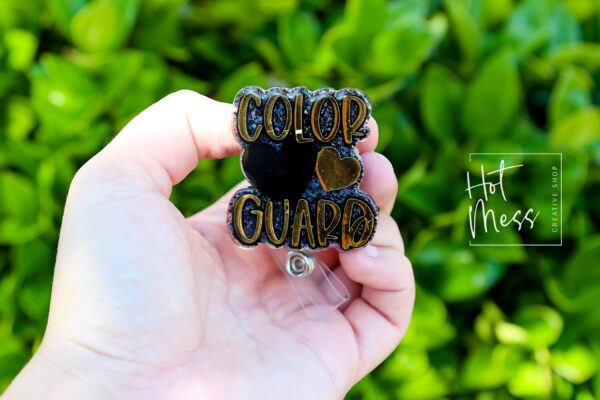 il_fullxfull.6118374301_rshr Color guard Badge Reel, Color guard Badge Reel, Sports coach badge reel, sports badge reel. Color guard Pin