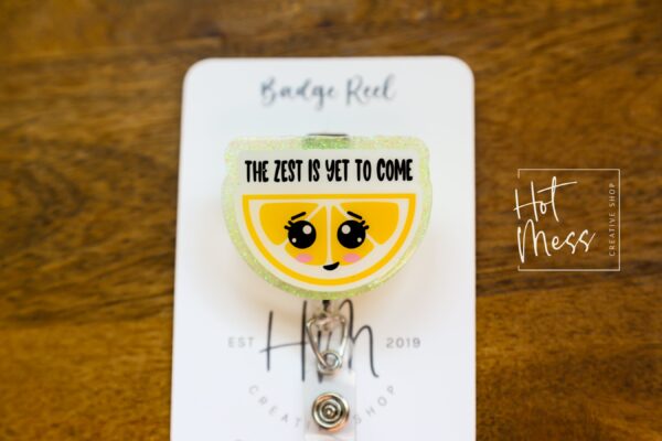 The Zest is yet to come Badge Reel, Cute Glitter Badge Reel, Retractable Badge Reel, Interchangeable Badge Reel, Lemon Badge Reel