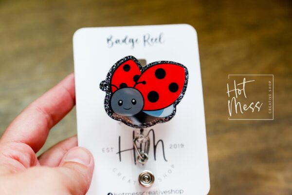 il_fullxfull.6122806422_rtjo Cute Ladybug Badge Reel, Custom Badge Reel, Funny Badge Reel, Summer Nurse Badge Reel, Retractable ID Holder, Interchangeable Lanyard