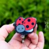 il_fullxfull.6122806426_t3bt Cute Ladybug Badge Reel, Custom Badge Reel, Funny Badge Reel, Summer Nurse Badge Reel, Retractable ID Holder, Interchangeable Lanyard