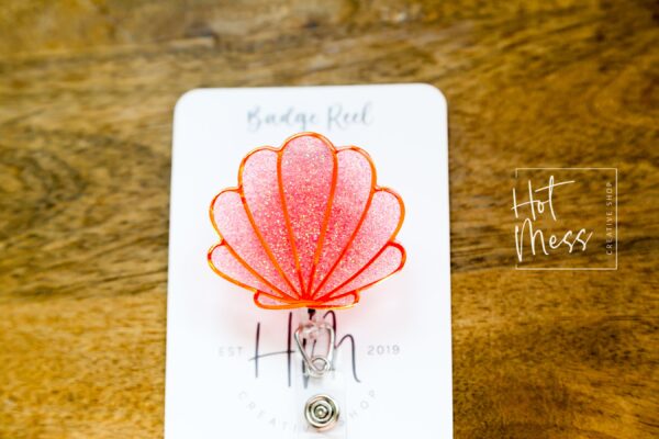 Seashell badge reel, Mermaid badge reel, Retractable Acrylic Badge Reel, Nurse Gift, Teacher badge reel