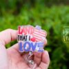 4th of July USA Badge Reel, Land that I love, Retractable Badge Reel, Teacher ID Holder, Nurse Badge Reel