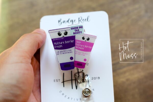 il_fullxfull.6170383354_pn9e Moisture Barrier Badge Reel, Wound Care Nurse Badge Reel, RN ID Holder, Retractable Acrylic Badge Reel, Nurse Gift, Show me the booty