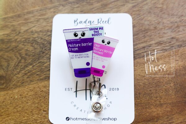 il_fullxfull.6170383356_ia93 Moisture Barrier Badge Reel, Wound Care Nurse Badge Reel, RN ID Holder, Retractable Acrylic Badge Reel, Nurse Gift, Show me the booty