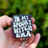 Halloween Badge Reel, In my Spooky Witch Era Halloween ID Holder, Interchangeable Glitter badge reel