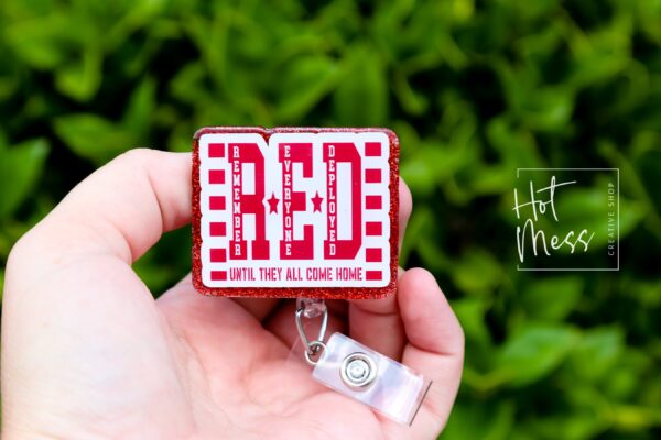 il_fullxfull.6170833959_cpwj Remember Everyone Deployed Badge Reel, RN ID Holder, Retractable Acrylic Badge Reel, support our troops, Red Friday