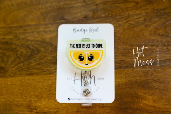 The Zest is yet to come Badge Reel, Cute Glitter Badge Reel, Retractable Badge Reel, Interchangeable Badge Reel, Lemon Badge Reel
