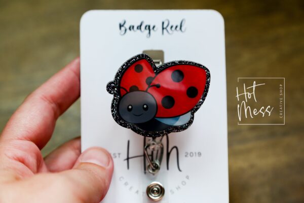 il_fullxfull.6170916209_aiib Cute Ladybug Badge Reel, Custom Badge Reel, Funny Badge Reel, Summer Nurse Badge Reel, Retractable ID Holder, Interchangeable Lanyard