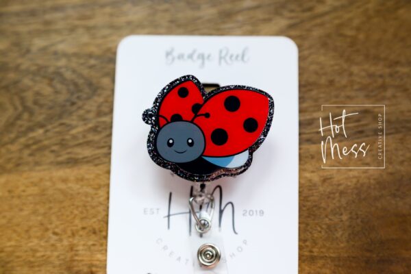 il_fullxfull.6170916221_ctqv Cute Ladybug Badge Reel, Custom Badge Reel, Funny Badge Reel, Summer Nurse Badge Reel, Retractable ID Holder, Interchangeable Lanyard