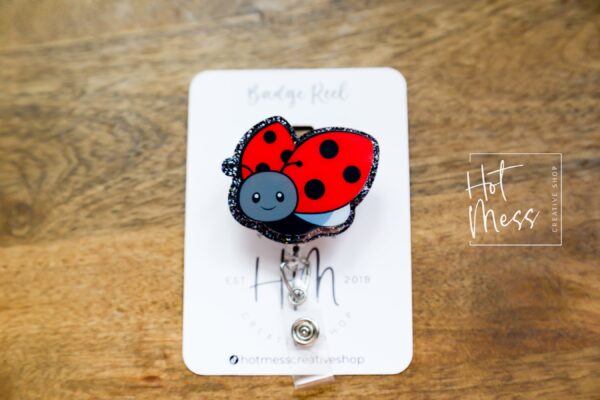 il_fullxfull.6170916223_5sjk Cute Ladybug Badge Reel, Custom Badge Reel, Funny Badge Reel, Summer Nurse Badge Reel, Retractable ID Holder, Interchangeable Lanyard