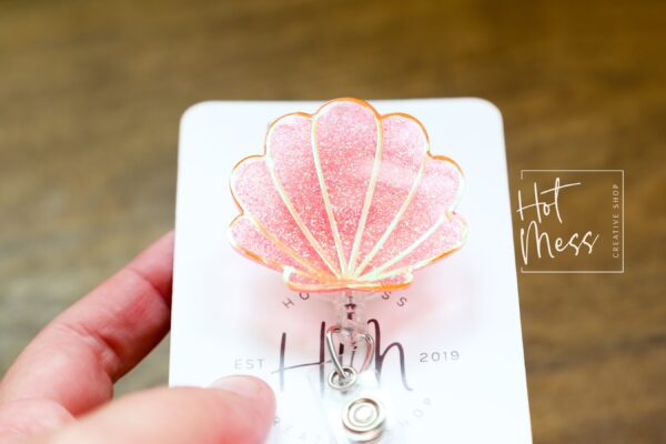 Seashell badge reel, Mermaid badge reel, Retractable Acrylic Badge Reel, Nurse Gift, Teacher badge reel