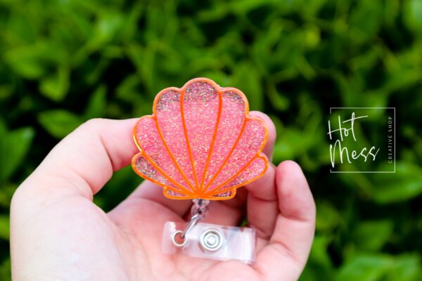 Seashell badge reel, Mermaid badge reel, Retractable Acrylic Badge Reel, Nurse Gift, Teacher badge reel