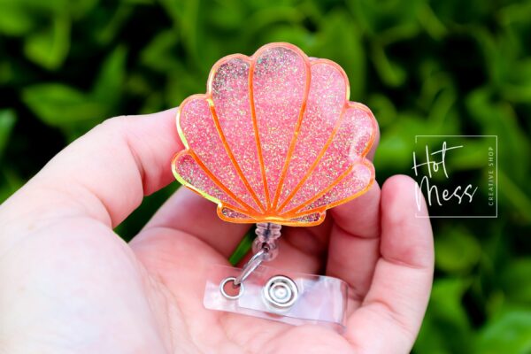 Seashell badge reel, Mermaid badge reel, Retractable Acrylic Badge Reel, Nurse Gift, Teacher badge reel