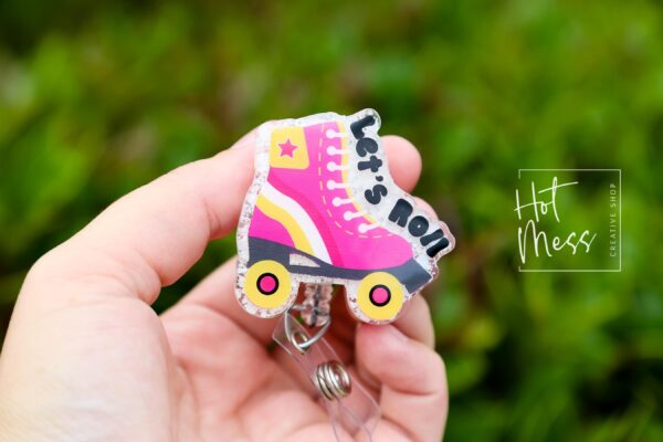 Let's Roll Badge Reel, Patient Transporter Badge Reel, Cute badge reel, Orderly ID Holder, Wheelchair badge reel, Roller Skate Badge Reel