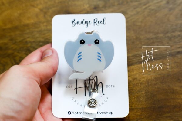 il_fullxfull.6182688708_3f0y Stingray Badge Reel, Funny Badge Reel, Summer Nurse Badge Reel, Retractable ID Holder, Interchangeable Lanyard, Marine Animals Badge Reels