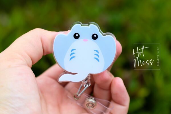 il_fullxfull.6182688720_k944 Stingray Badge Reel, Funny Badge Reel, Summer Nurse Badge Reel, Retractable ID Holder, Interchangeable Lanyard, Marine Animals Badge Reels