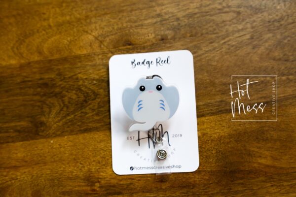 il_fullxfull.6182688722_5t8j Stingray Badge Reel, Funny Badge Reel, Summer Nurse Badge Reel, Retractable ID Holder, Interchangeable Lanyard, Marine Animals Badge Reels