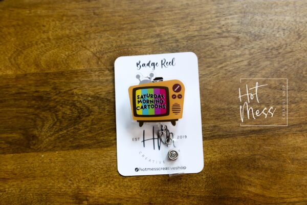 il_fullxfull.6182706610_1stn Retro TV Badge Reel, Cute Cartoon Badge Reel, Retractable Badge Reel, Interchangeable Badge Reel