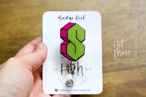Graffiti s letter Badge Reel, 90's nostalgia Badge Reel, Retractable Badge Reel, Interchangeable Badge Reel