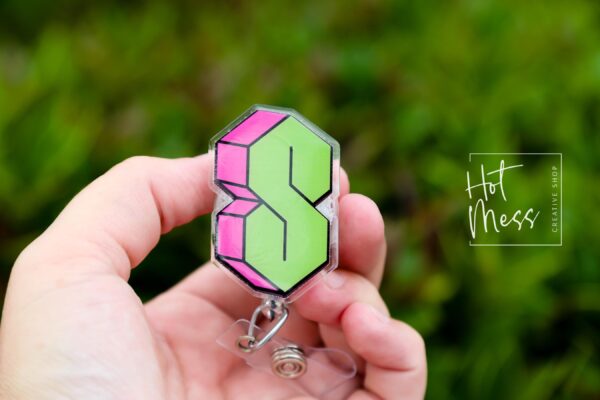 Graffiti s letter Badge Reel, 90's nostalgia Badge Reel, Retractable Badge Reel, Interchangeable Badge Reel