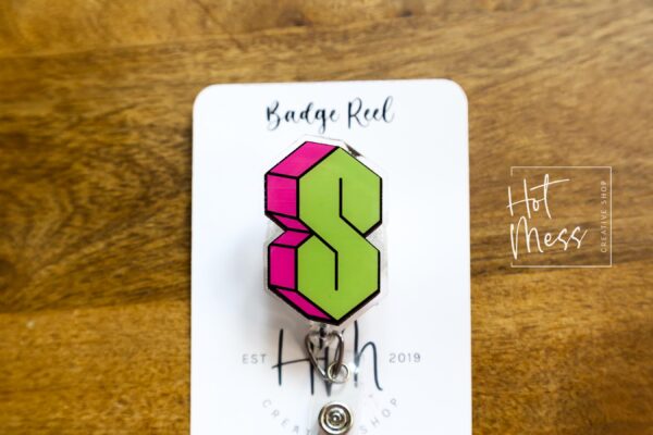 Graffiti s letter Badge Reel, 90's nostalgia Badge Reel, Retractable Badge Reel, Interchangeable Badge Reel
