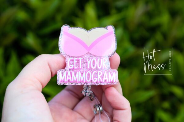 il_fullxfull.6199792376_nw69 Get your mammogram badge Reel, Mammo Tech Badge Reel, Mammographer badge ID, Retractable ID, Lanyard Badge Holder Badge Reel
