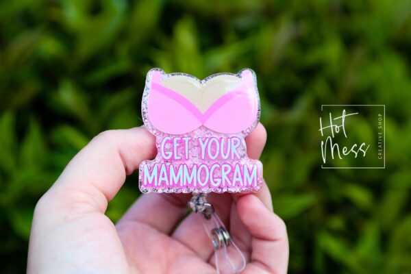 il_fullxfull.6199792382_jbpl Get your mammogram badge Reel, Mammo Tech Badge Reel, Mammographer badge ID, Retractable ID, Lanyard Badge Holder Badge Reel