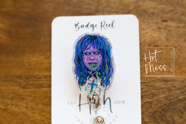 Horror Movie Badge Reel, Halloween Badge Reel, Halloween Badge ID, Glitter Badge Reel, Custom Badge Reel