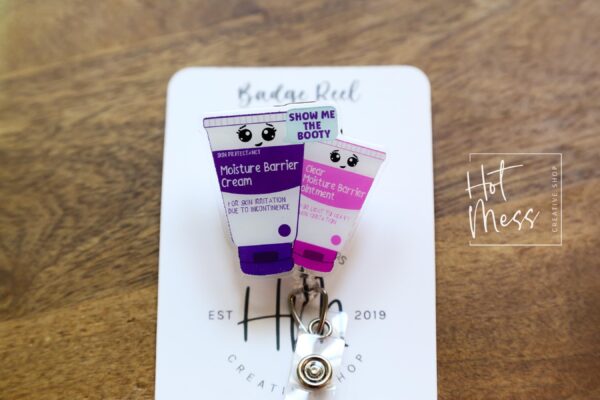 il_fullxfull.6218443981_thkg Moisture Barrier Badge Reel, Wound Care Nurse Badge Reel, RN ID Holder, Retractable Acrylic Badge Reel, Nurse Gift, Show me the booty