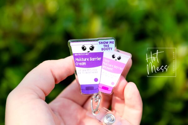 il_fullxfull.6218444019_kqvy Moisture Barrier Badge Reel, Wound Care Nurse Badge Reel, RN ID Holder, Retractable Acrylic Badge Reel, Nurse Gift, Show me the booty