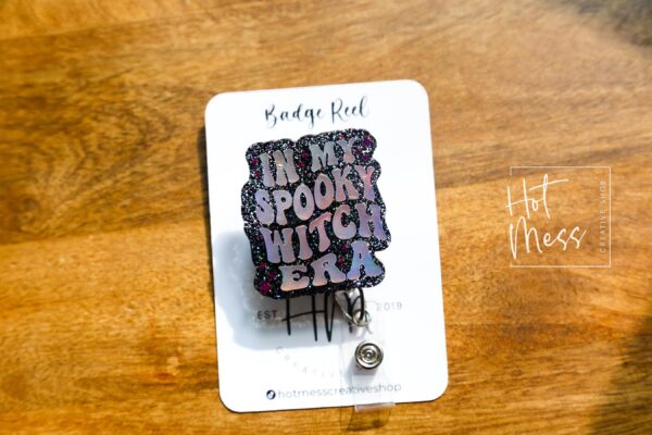 Halloween Badge Reel, In my Spooky Witch Era Halloween ID Holder, Interchangeable Glitter badge reel