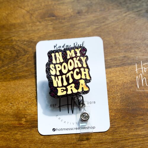 Halloween Badge Reel, In my Spooky Witch Era Halloween ID Holder, Interchangeable Glitter badge reel