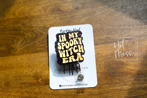 Halloween Badge Reel, In my Spooky Witch Era Halloween ID Holder, Interchangeable Glitter badge reel