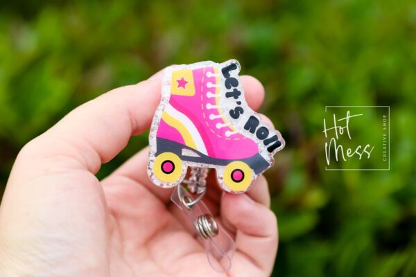 Let's Roll Badge Reel, Patient Transporter Badge Reel, Cute badge reel, Orderly ID Holder, Wheelchair badge reel, Roller Skate Badge Reel