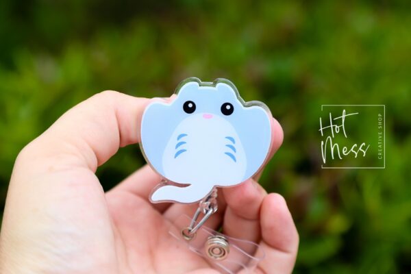 il_fullxfull.6230726275_bqrw Stingray Badge Reel, Funny Badge Reel, Summer Nurse Badge Reel, Retractable ID Holder, Interchangeable Lanyard, Marine Animals Badge Reels