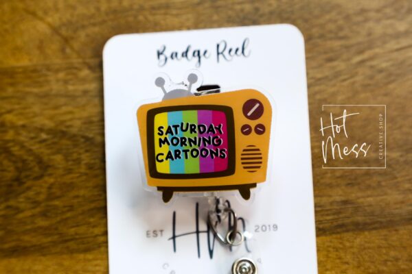 il_fullxfull.6230744069_nuoj Retro TV Badge Reel, Cute Cartoon Badge Reel, Retractable Badge Reel, Interchangeable Badge Reel