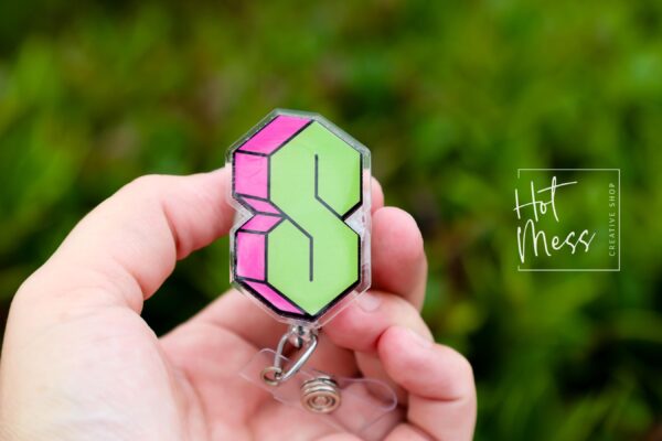 Graffiti s letter Badge Reel, 90's nostalgia Badge Reel, Retractable Badge Reel, Interchangeable Badge Reel