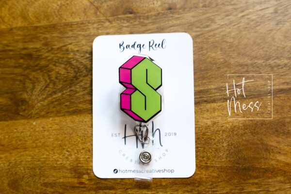 Graffiti s letter Badge Reel, 90's nostalgia Badge Reel, Retractable Badge Reel, Interchangeable Badge Reel