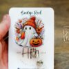 Halloween Floral Ghost  Badge Reel, Fall Badge Reel, Ghost Badge Reel, Halloween Badge Reel, Autumn Badge Reel