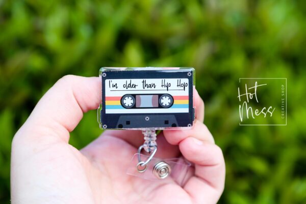 I'm older than Hip Hop Badge Reel, RN id Holder, Retractable Acrylic Badge Reel, Nurse Gift, Funny Badge Reel, old school hip hop