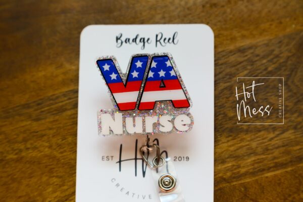 VA Nurse Badge Reel, Nurse Badge Reel, ID Holder, ICU Nurse, Retractable Badge, veterans affairs, Stocking Stuffer