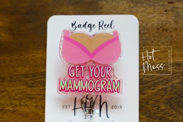 il_fullxfull.6247826491_hsgx Get your mammogram badge Reel, Mammo Tech Badge Reel, Mammographer badge ID, Retractable ID, Lanyard Badge Holder Badge Reel