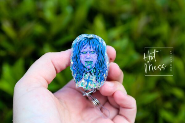 Horror Movie Badge Reel, Halloween Badge Reel, Halloween Badge ID, Glitter Badge Reel, Custom Badge Reel