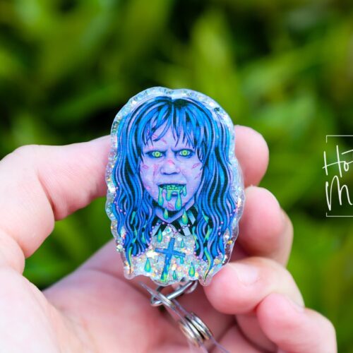 Horror Movie Badge Reel, Halloween Badge Reel, Halloween Badge ID, Glitter Badge Reel, Custom Badge Reel
