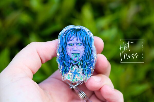 Horror Movie Badge Reel, Halloween Badge Reel, Halloween Badge ID, Glitter Badge Reel, Custom Badge Reel